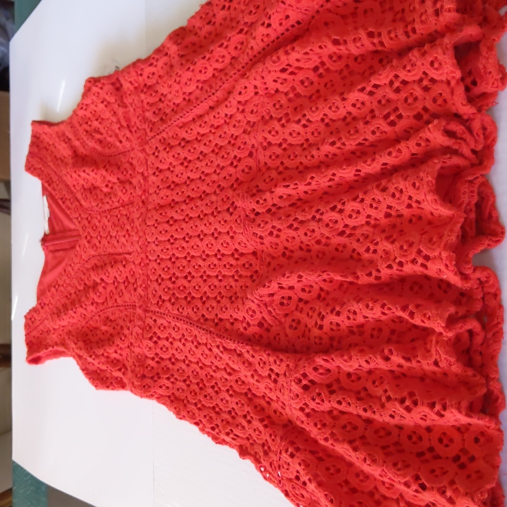 Anthropology San & Soni Women's Red Lace Dress Size 8 NWOT - Picture 6 of 16